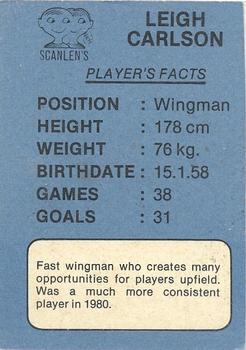 1981 Scanlens VFL #54 Leigh Carlson Back